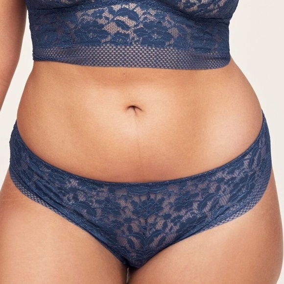 Unlined TEAL Lace Floral Panties TEAL light blue	0X bikini - Picture 2 of 6